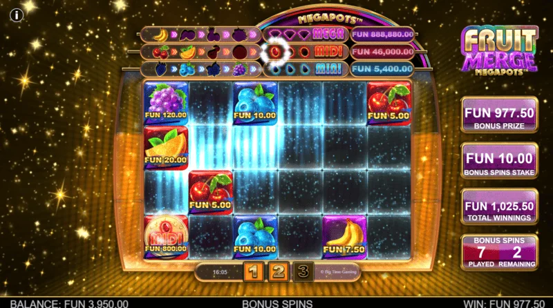 Fruit Merge Megapots - ekran igre Hold and Spin